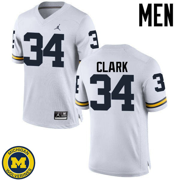 Mens Michigan Wolverines #34 Jeremy Clark White Player Jersey